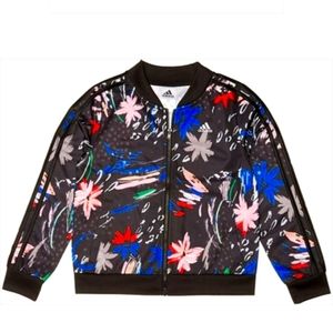 ADIDAS NEW $45 Front Zip Floral Bomber Jacket  Girls M (10-12)